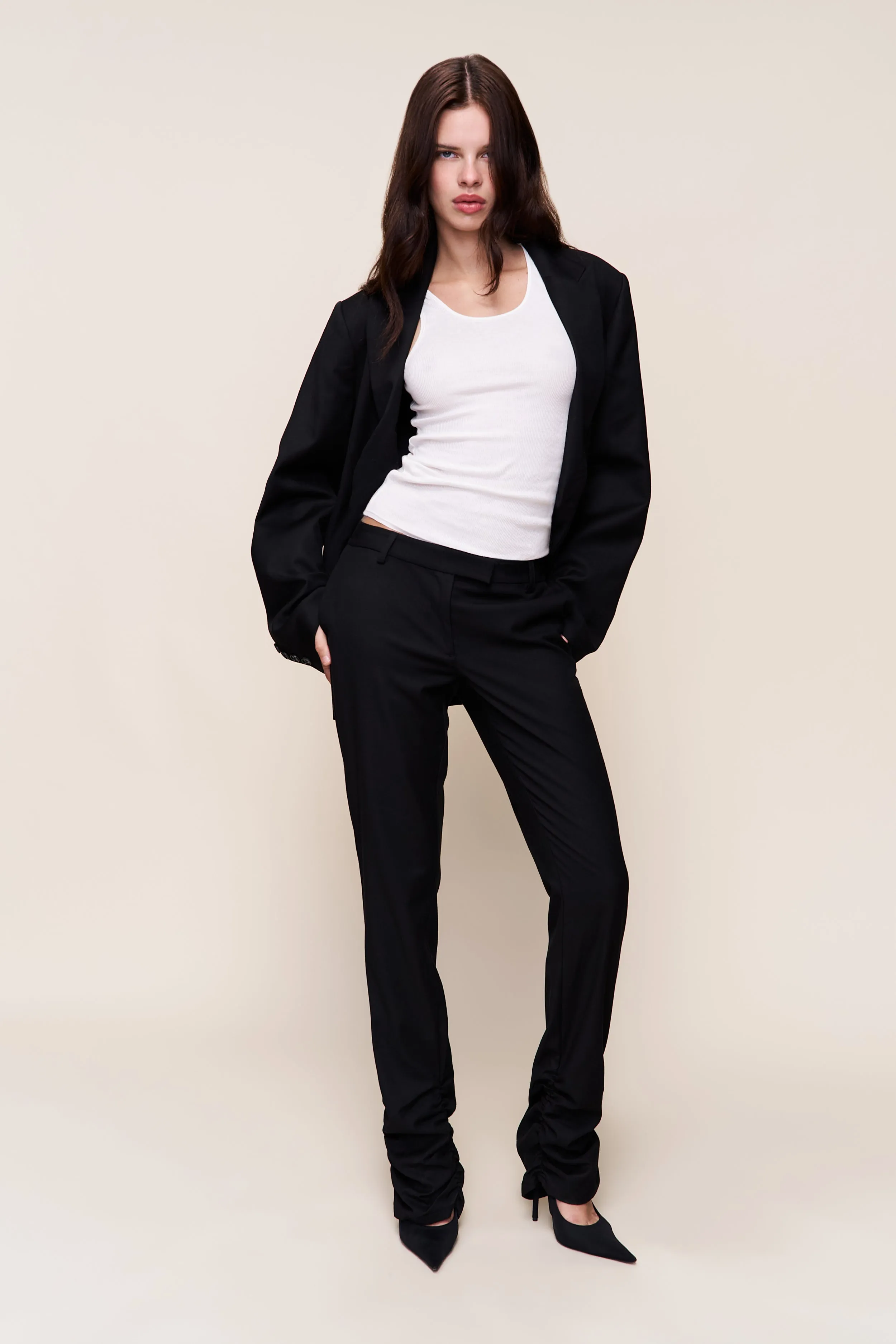 Cora Ruched Hem Pant All-Purpose Comfort Casual Comfort Fit