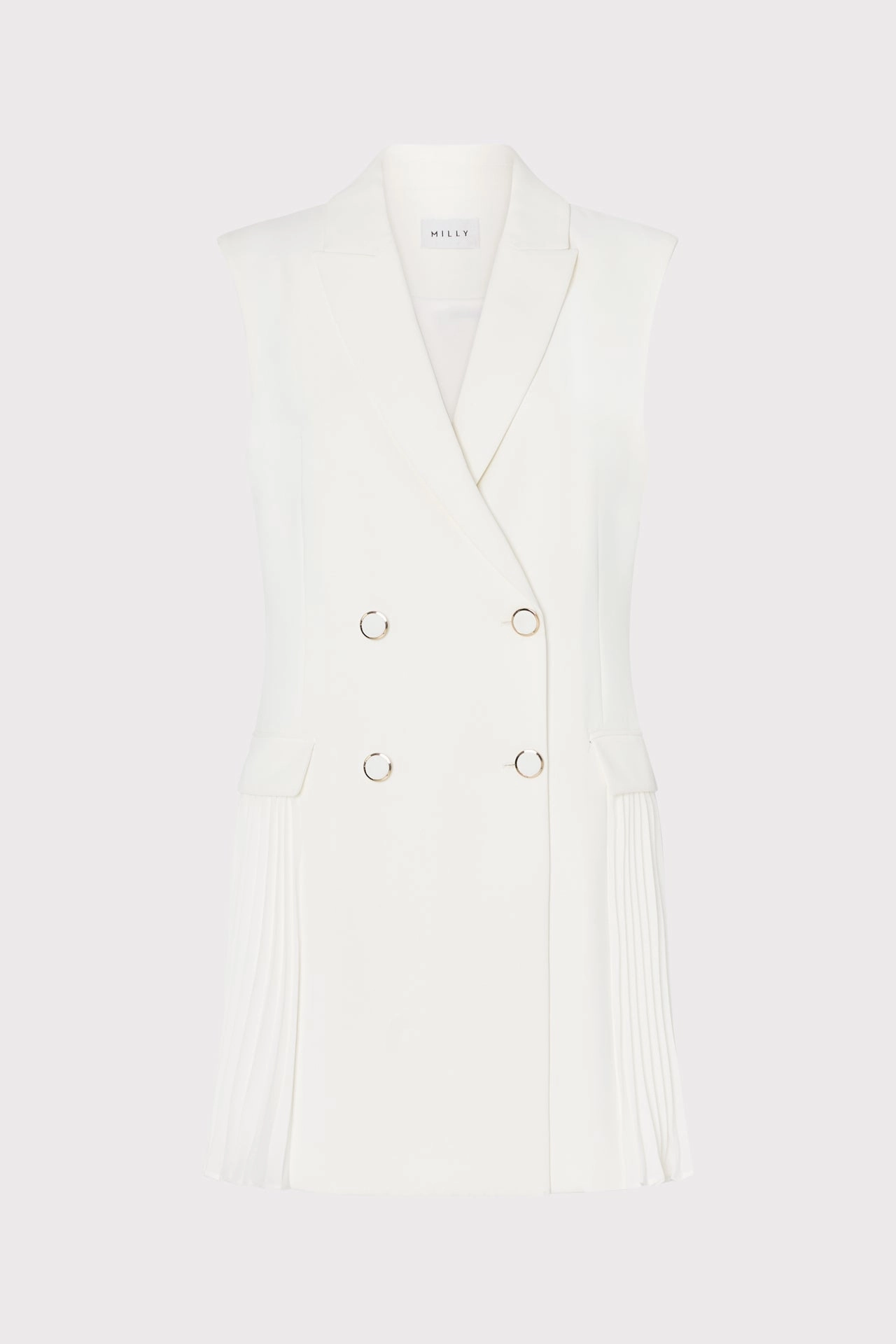 Cora Sleeveless Pleated Blazer Dress Fitted Style