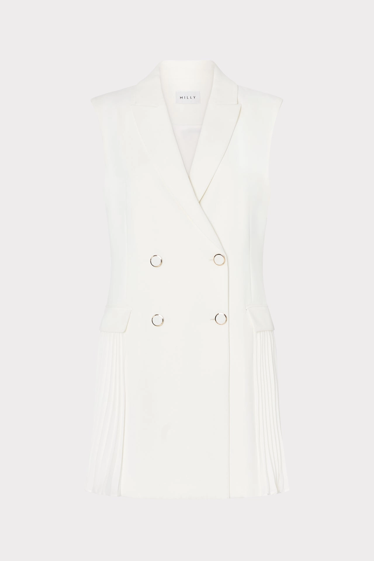 Cora Sleeveless Pleated Blazer Dress Modest Cut