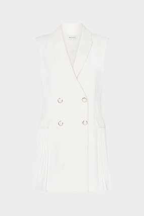 Cora Sleeveless Pleated Blazer Dress Fitted Style