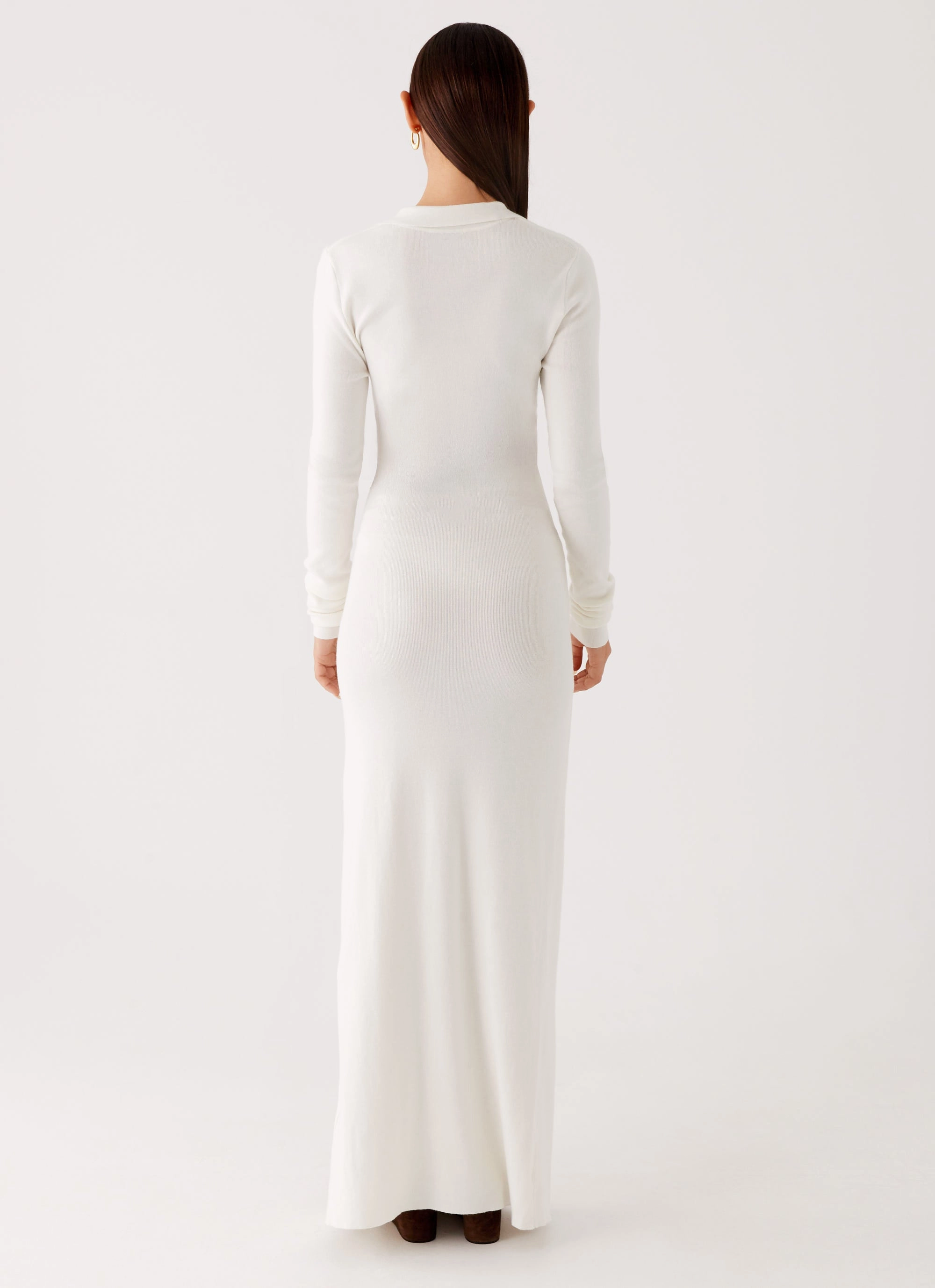 Sweetheart Cut Sabetha Knit Maxi Dress - White