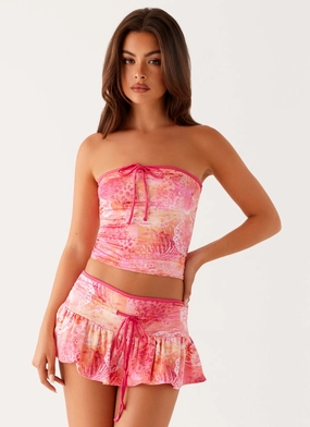 Adjustable drawstring Corbin Mini Skort - Flamingo Fling