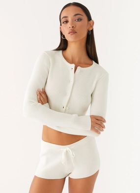 Adria Long Sleeve Cardigan - Ivory Soft Interior Coating City Ready Style