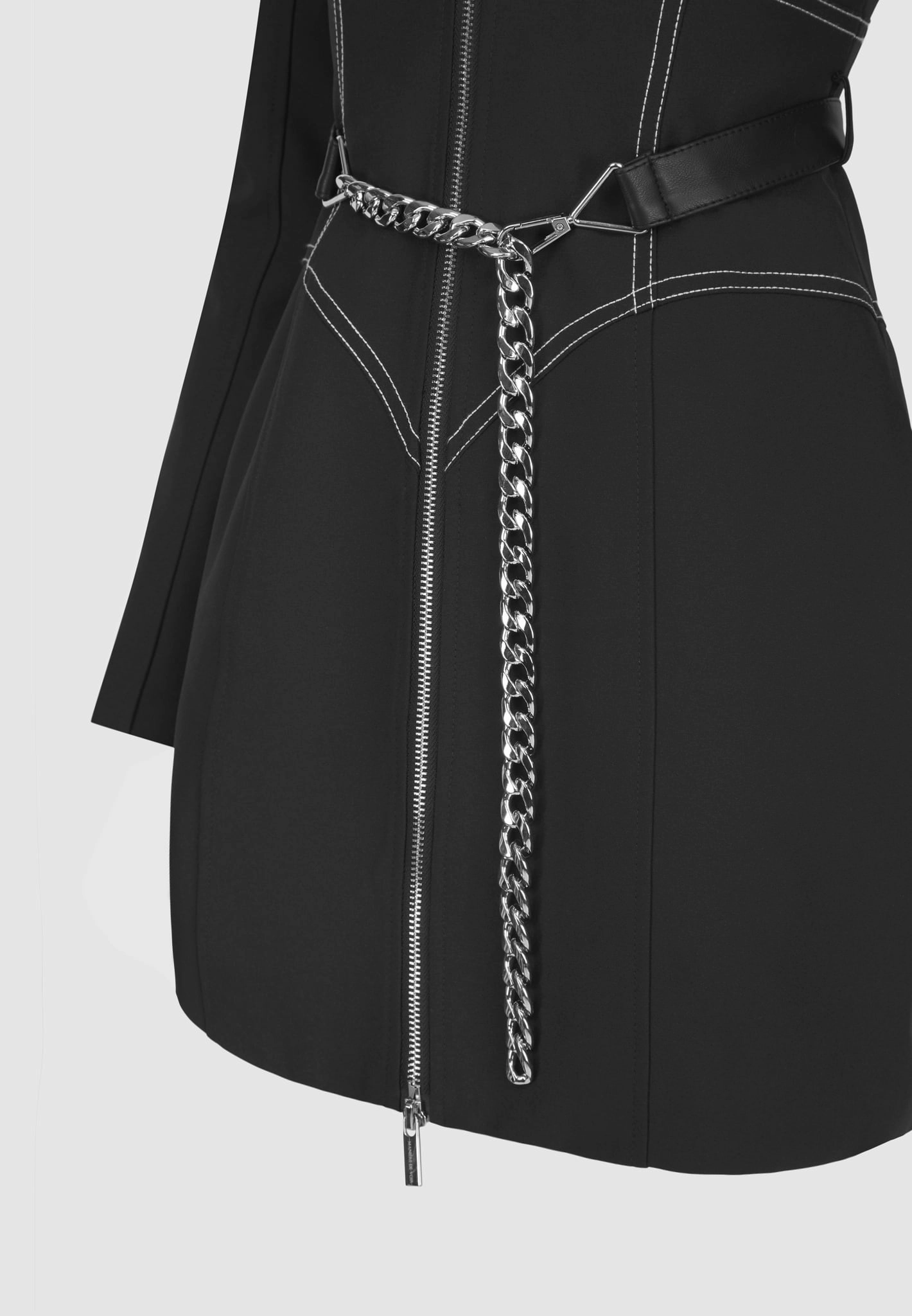 Flexible Comfort Corset Blazer Dress with Chain - Black