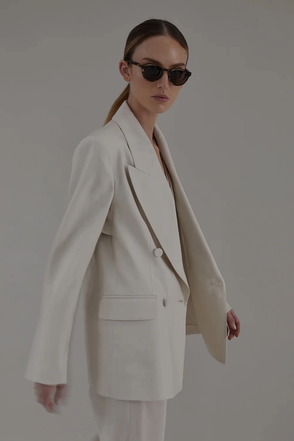 Core Utility Stretch Fit Costanza Blazer in Oyster