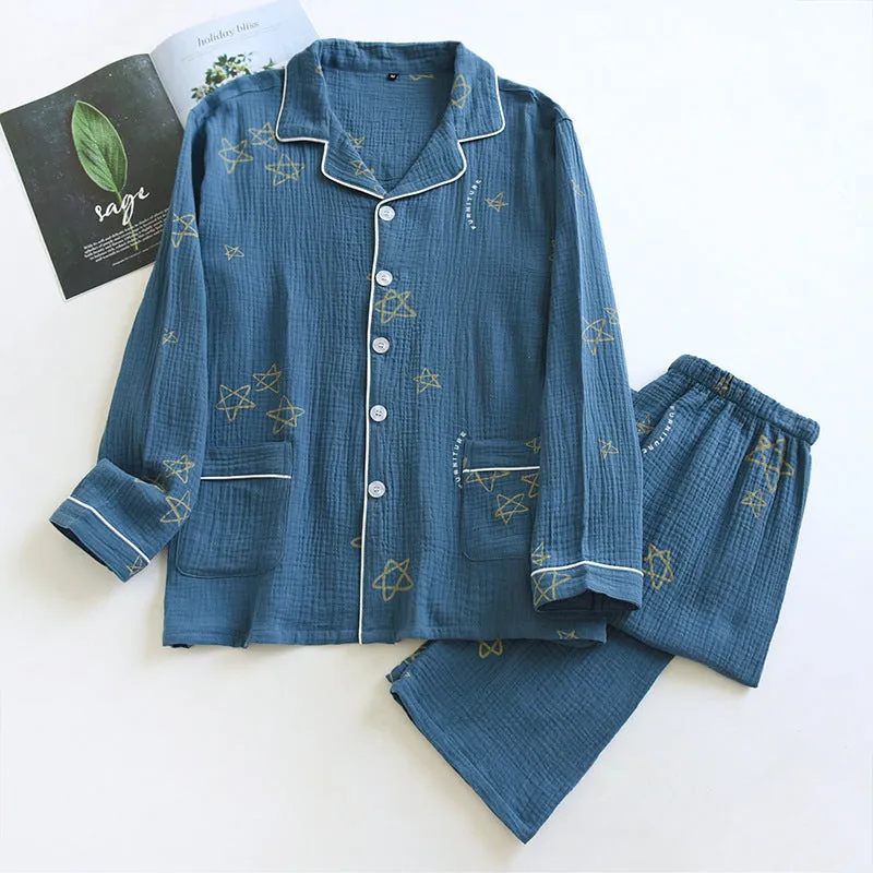 Cotton Crepe Double-layer Gauze Pajamas