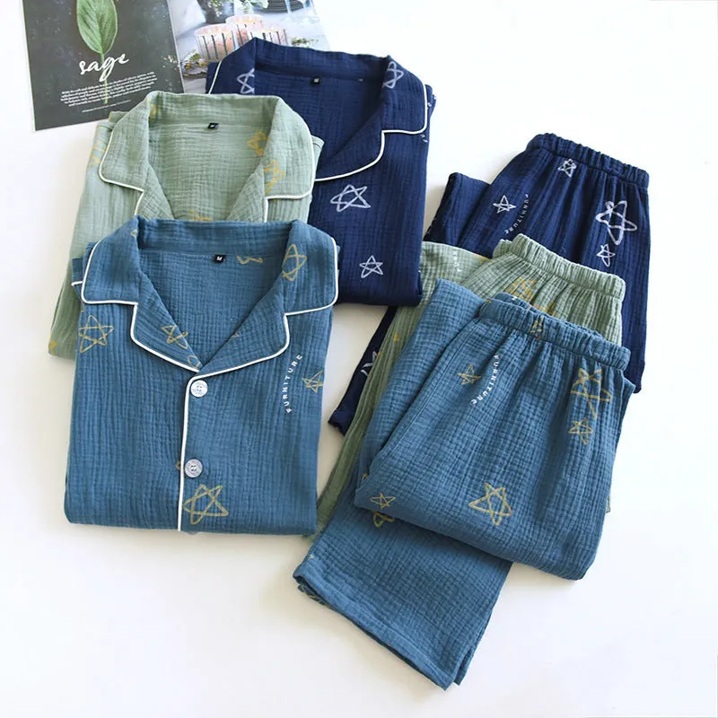 Cotton Crepe Double-layer Gauze Pajamas