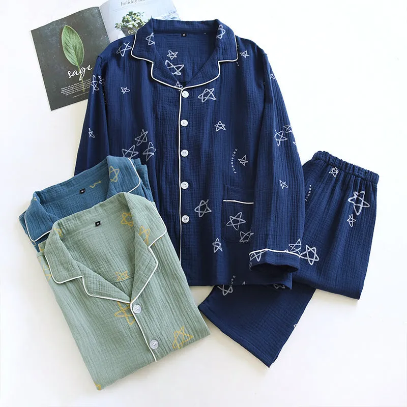 Cotton Crepe Double-layer Gauze Pajamas