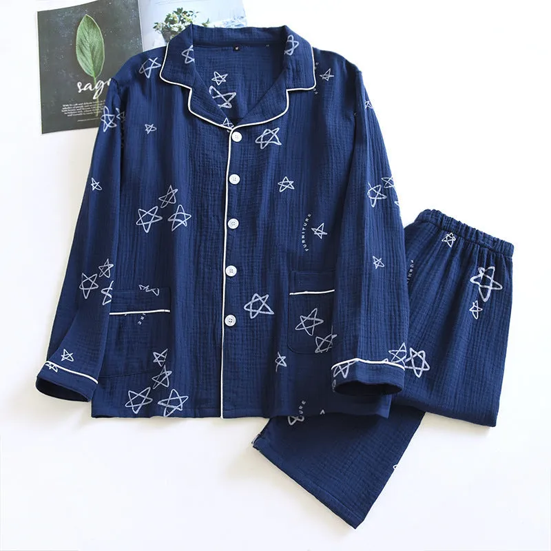 Cotton Crepe Double-layer Gauze Pajamas