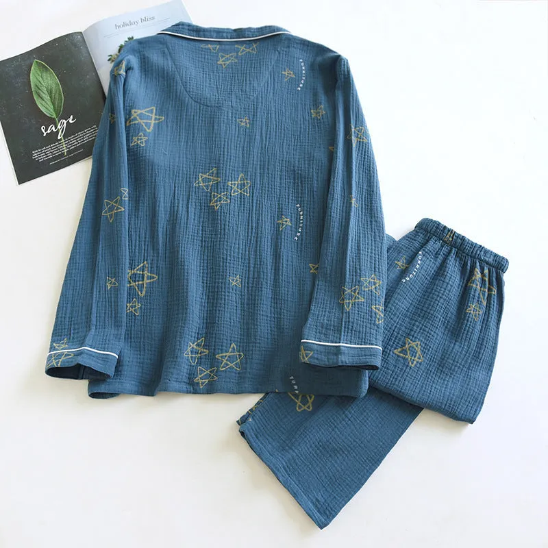 Cotton Crepe Double-layer Gauze Pajamas