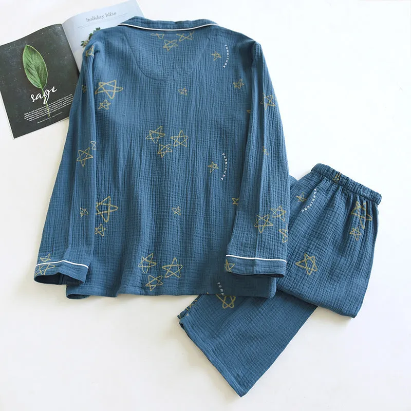 Cotton Crepe Double-layer Gauze Pajamas