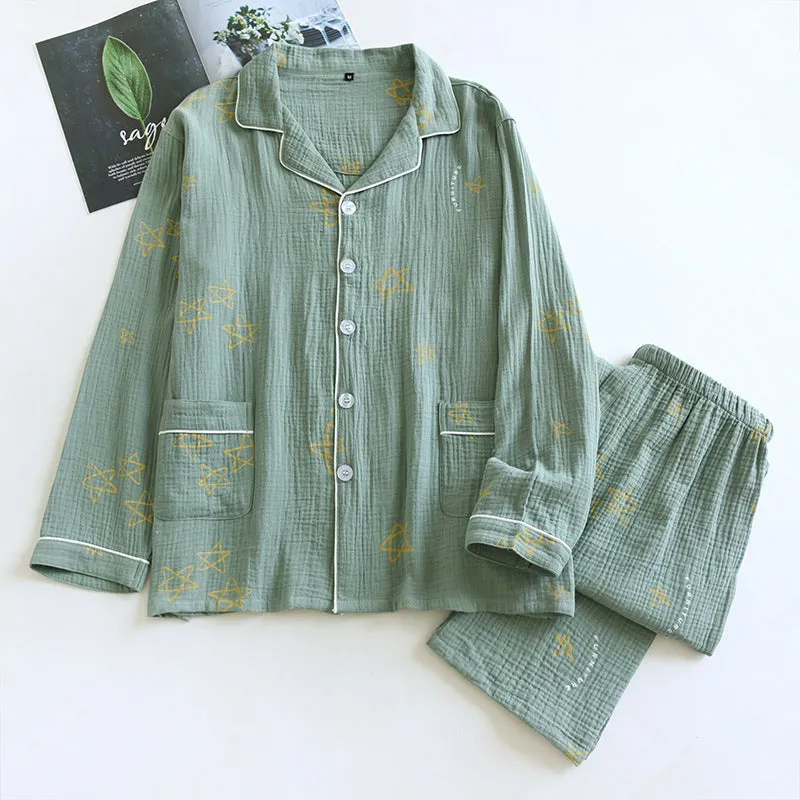 Cotton Crepe Double-layer Gauze Pajamas