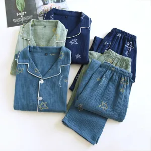 Cotton Crepe Double-layer Gauze Pajamas