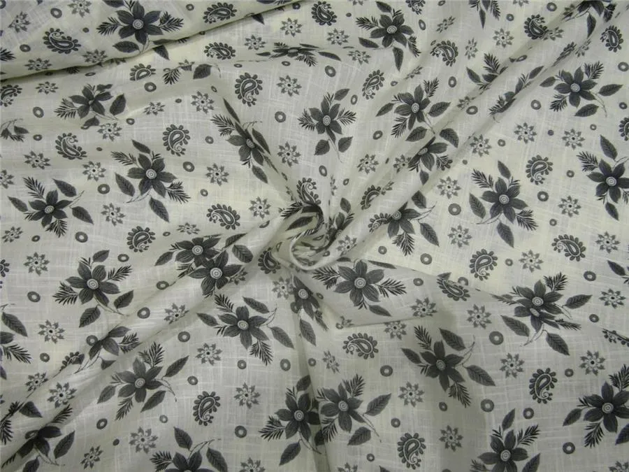 Cotton fabric plaids printed ivory x grey color 44&quot; wide