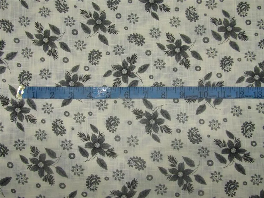 Cotton fabric plaids printed ivory x grey color 44&quot; wide