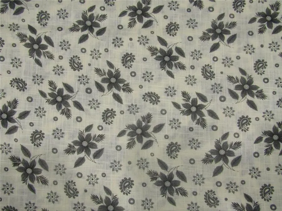 Cotton fabric plaids printed ivory x grey color 44&quot; wide
