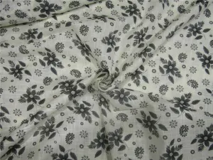 Cotton fabric plaids printed ivory x grey color 44&quot; wide