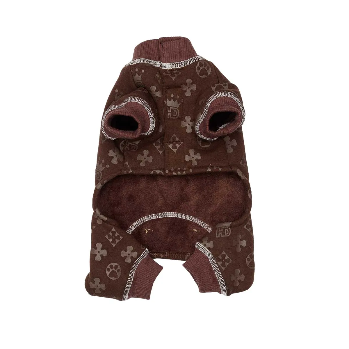 Cotton Fleece Dog Pajama - Crown Dark Brown