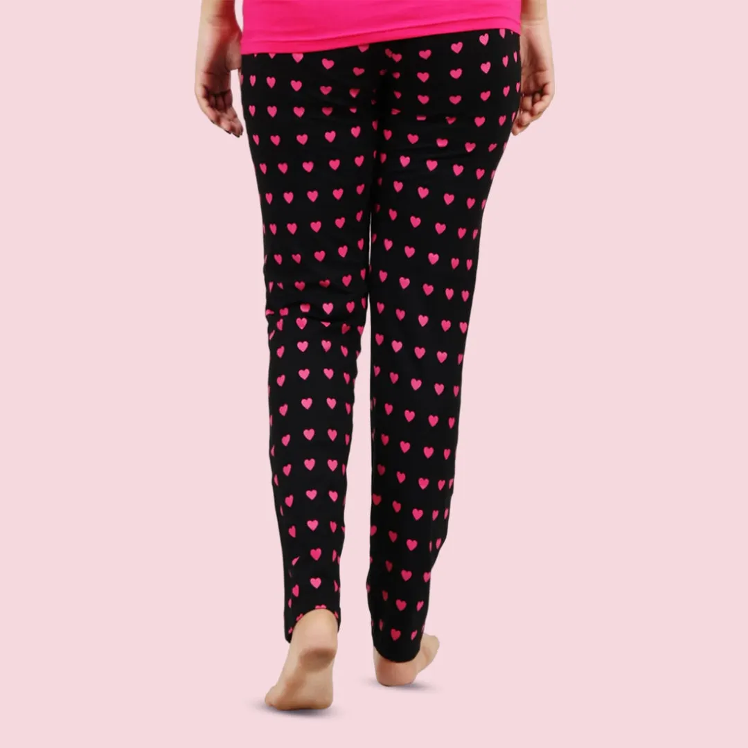 Cotton Heart Printed Night Pajama