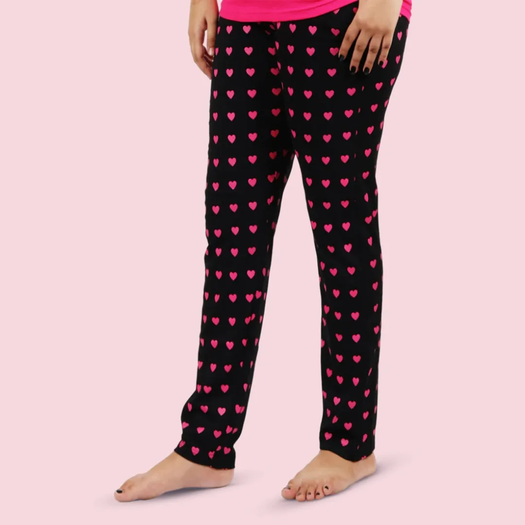 Cotton Heart Printed Night Pajama