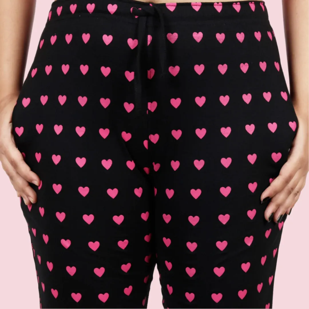 Cotton Heart Printed Night Pajama