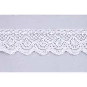 Cotton Lace Trim: 45mm wide: White. Price per metre.