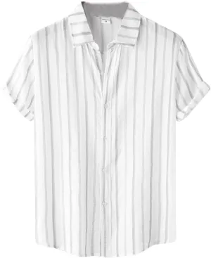 Cotton Linen Shirts for Men Floral Relaxed-Fit Vintage Casual Short Sleeve Lapel Hawaiian Summer Button Down Shirt Top