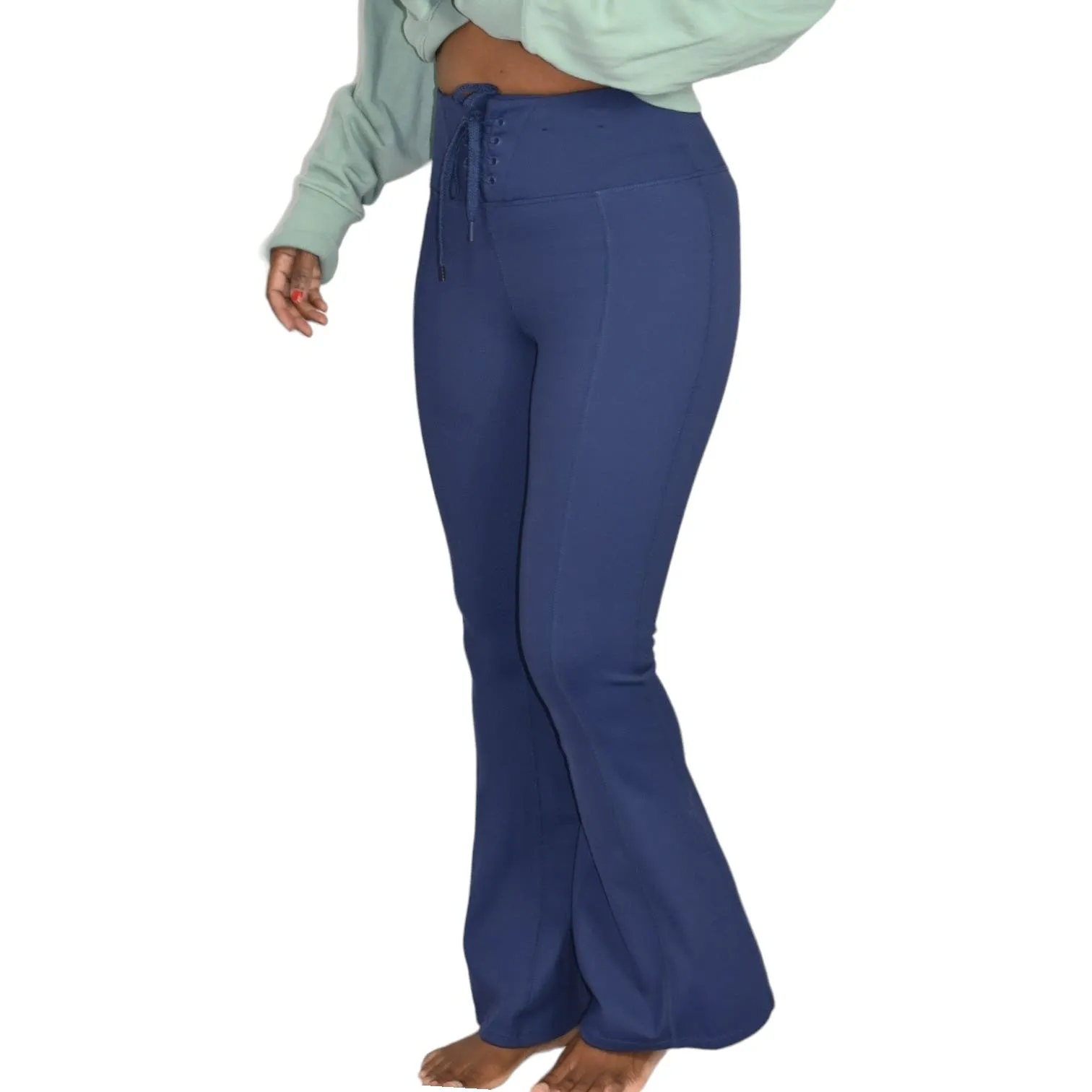 Cotton On Flare Pants Blue Yoga  Lace Up Football Leggings Workout Active Size Small