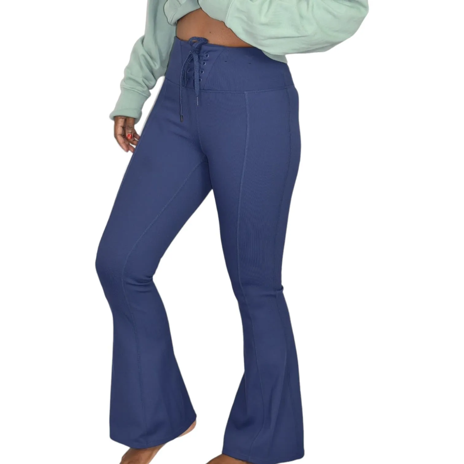Cotton On Flare Pants Blue Yoga  Lace Up Football Leggings Workout Active Size Small