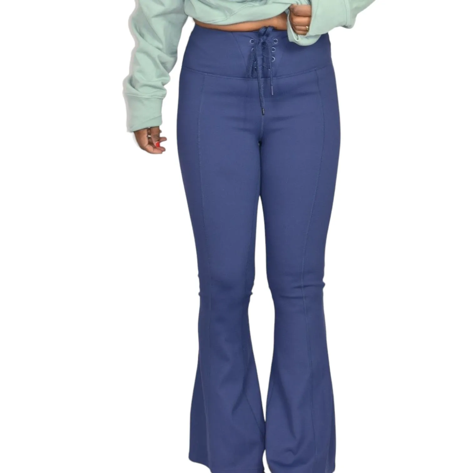 Cotton On Flare Pants Blue Yoga  Lace Up Football Leggings Workout Active Size Small