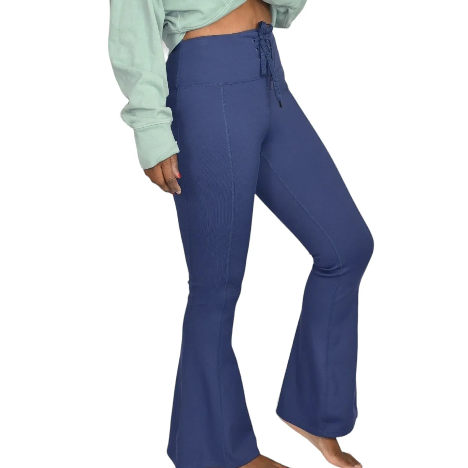 Cotton On Flare Pants Blue Yoga  Lace Up Football Leggings Workout Active Size Small