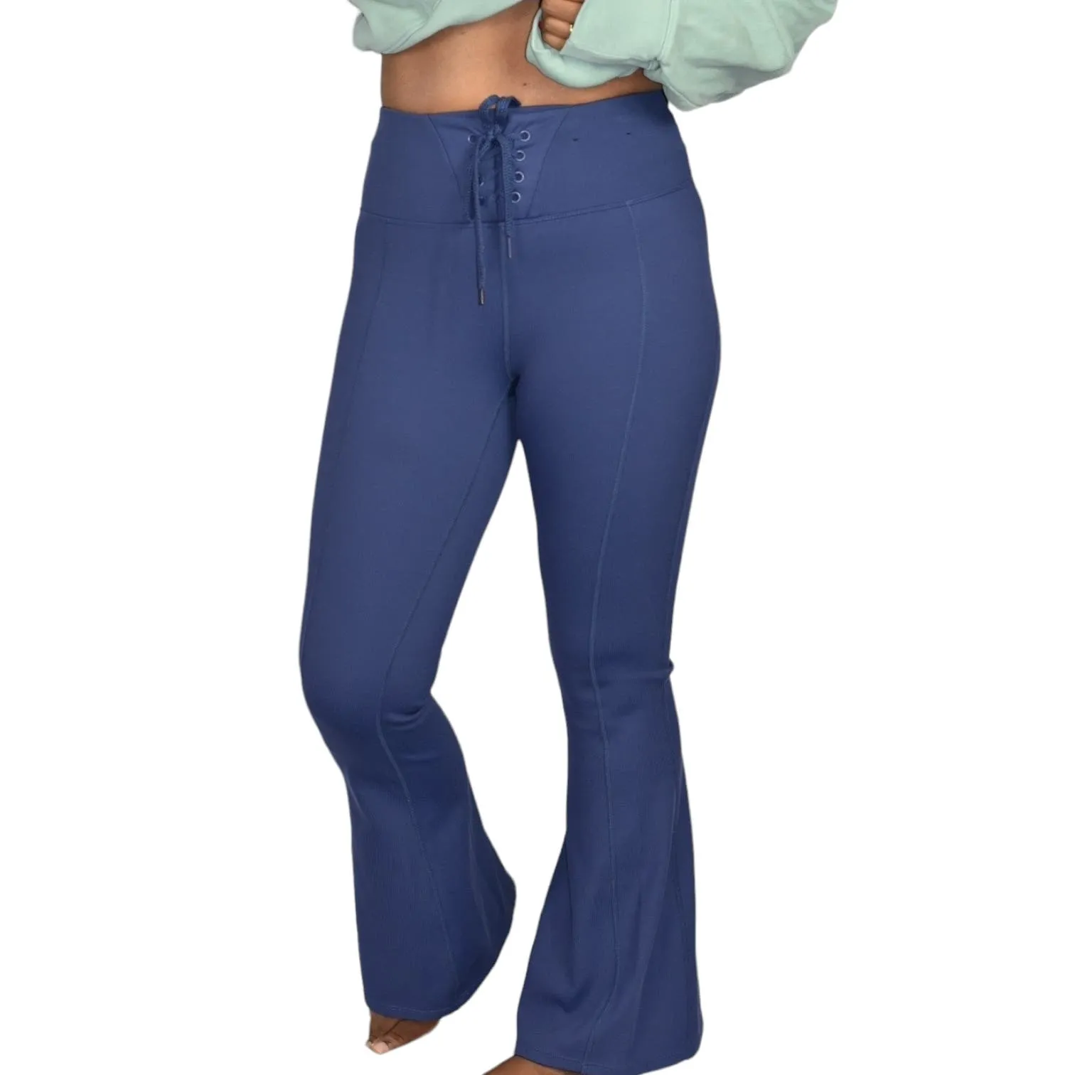 Cotton On Flare Pants Blue Yoga  Lace Up Football Leggings Workout Active Size Small