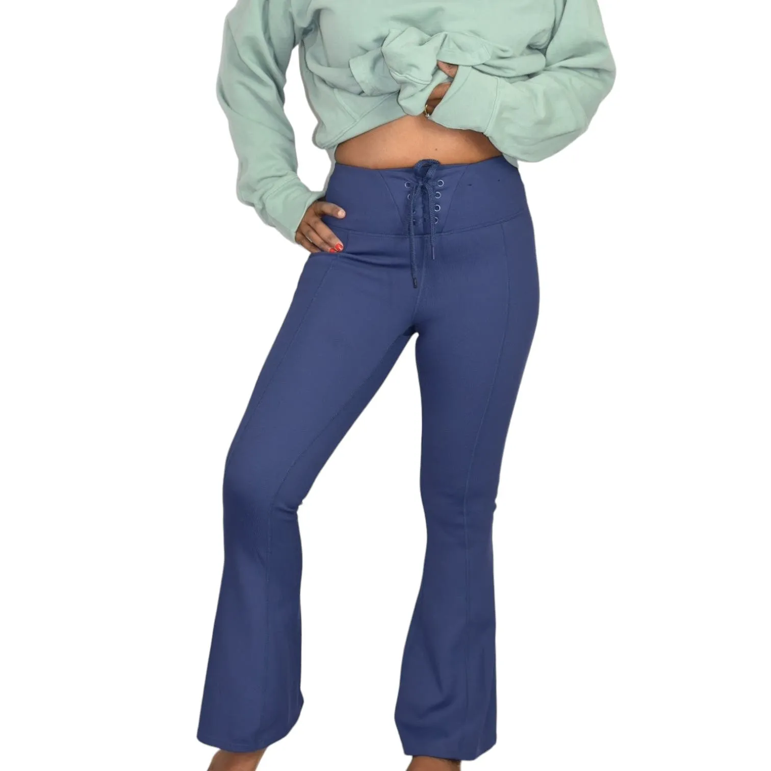 Cotton On Flare Pants Blue Yoga  Lace Up Football Leggings Workout Active Size Small