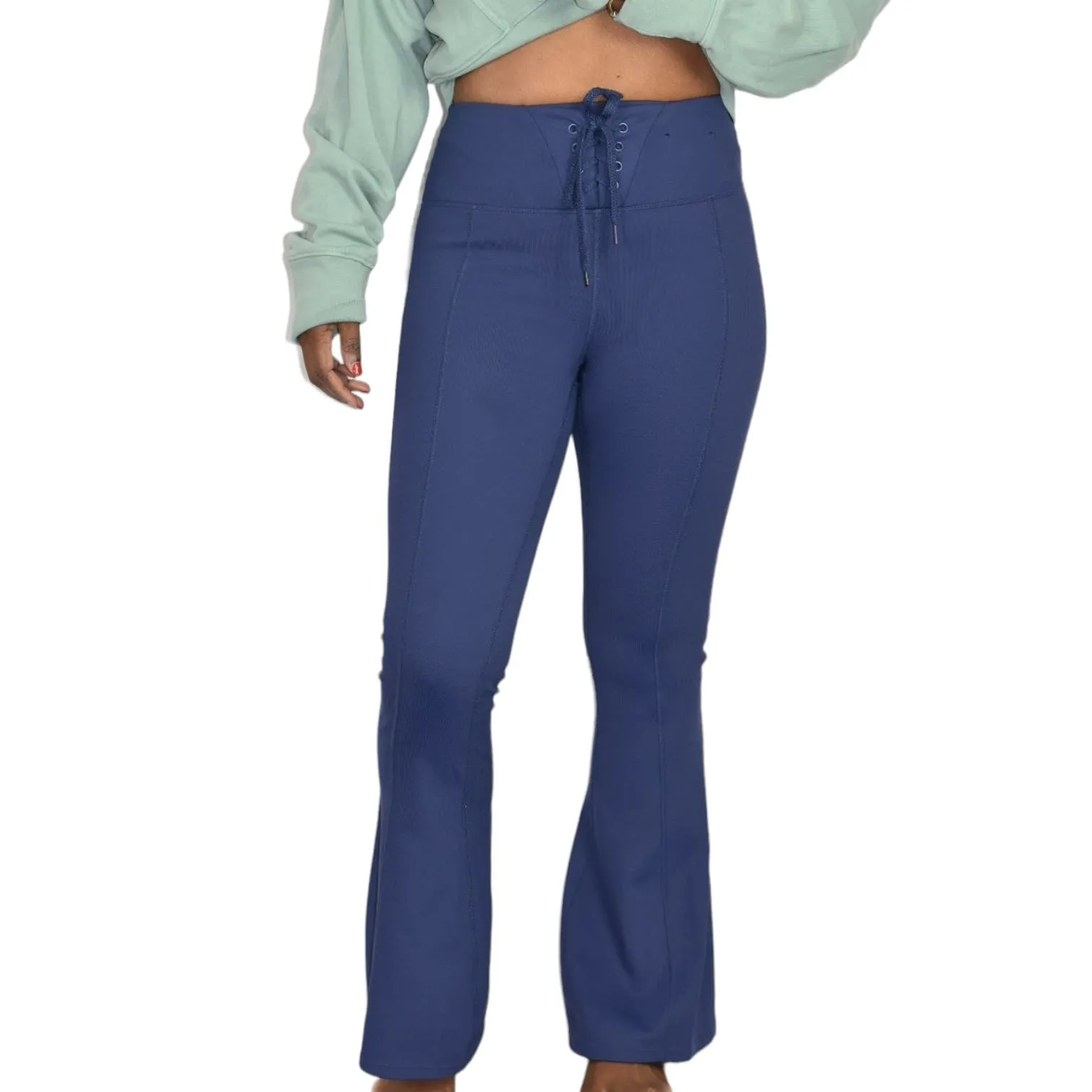 Cotton On Flare Pants Blue Yoga  Lace Up Football Leggings Workout Active Size Small