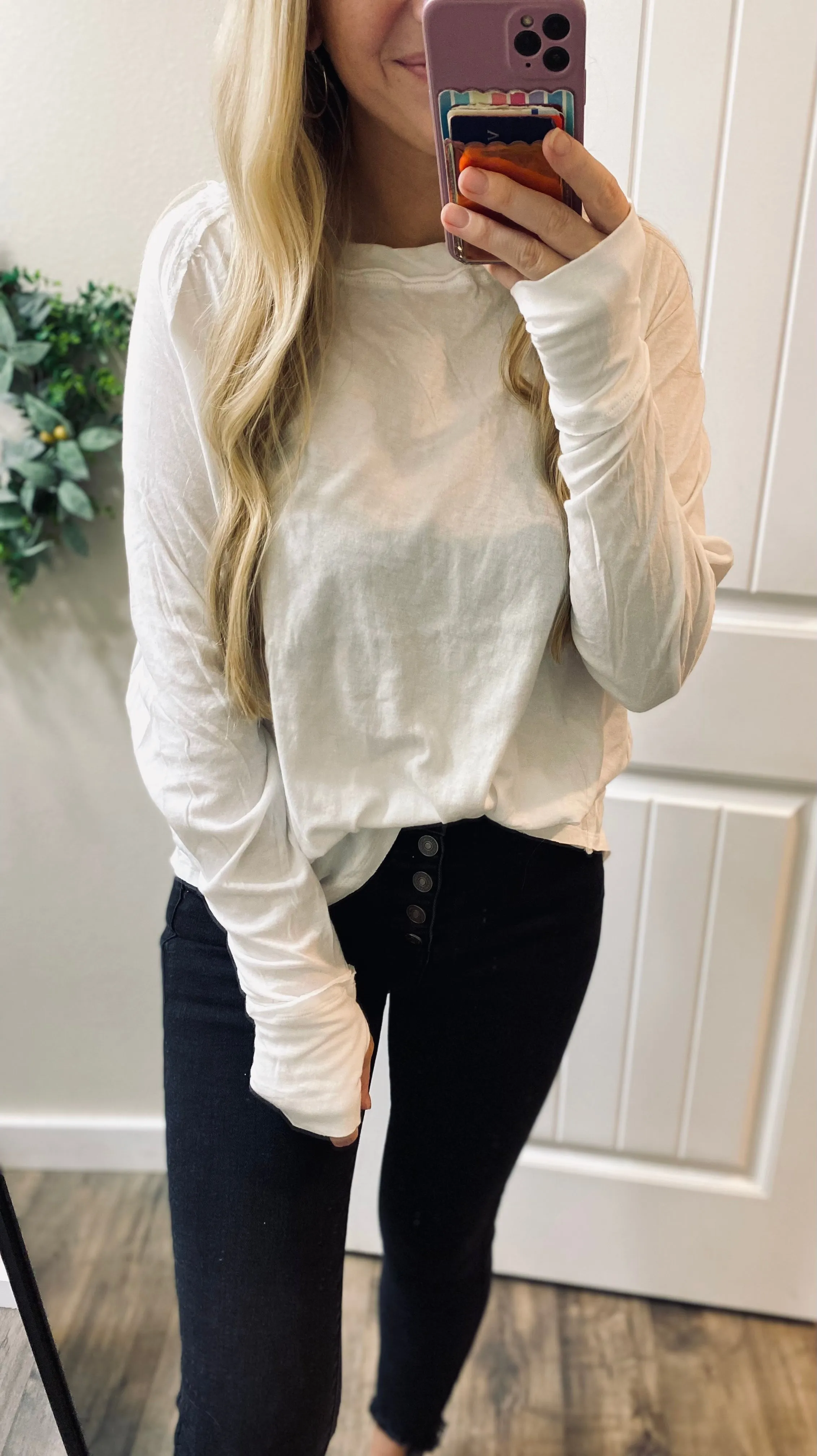 Cotton Raglan Sleeve Thumbhole Top