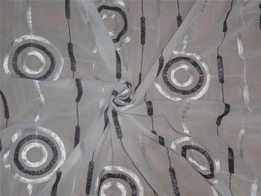 cotton voile fabric~white with embroidery-uncut length 5 yards-44&quot;
