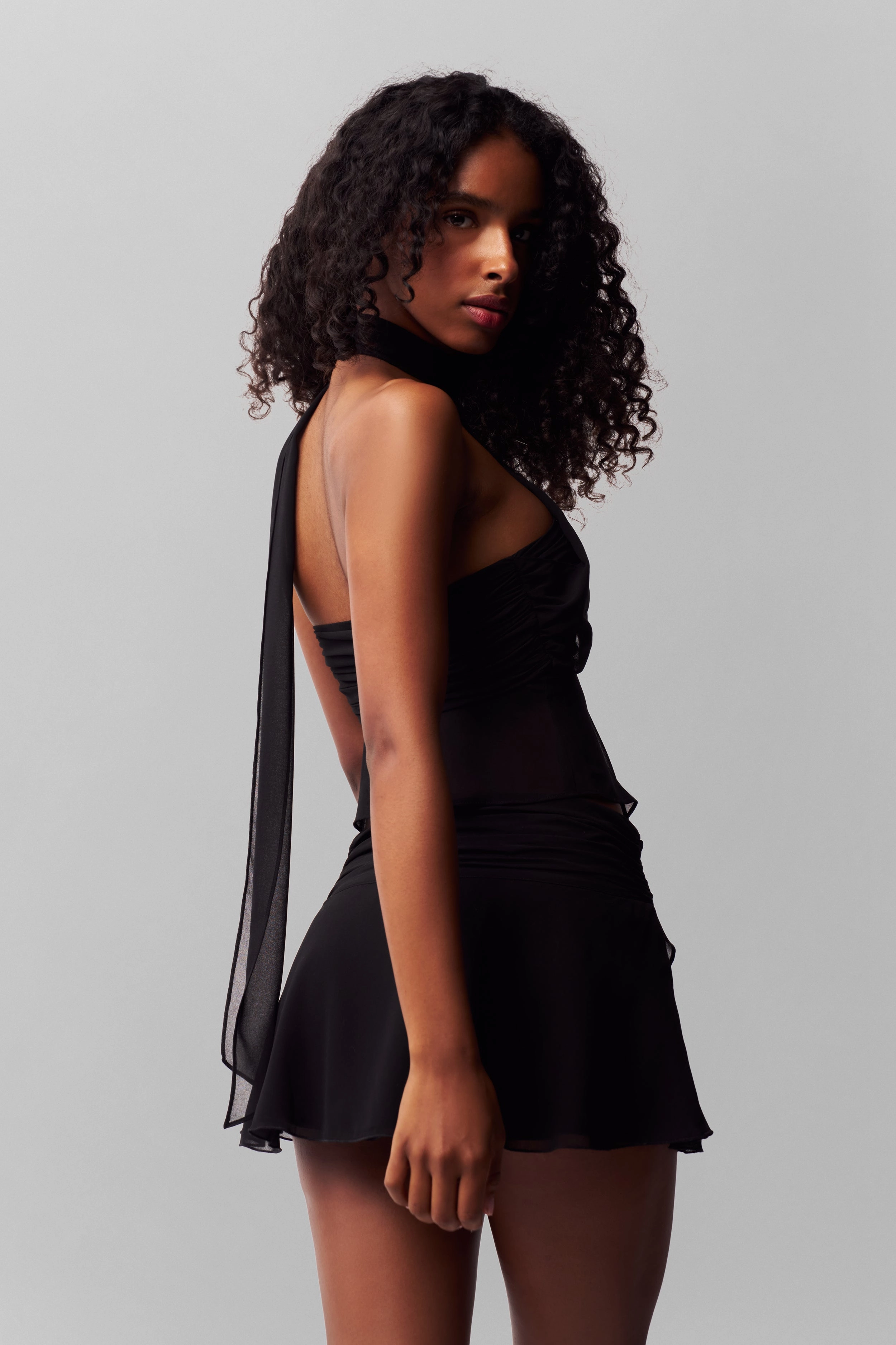 quick dry Chiffon Slit Mini Skirt