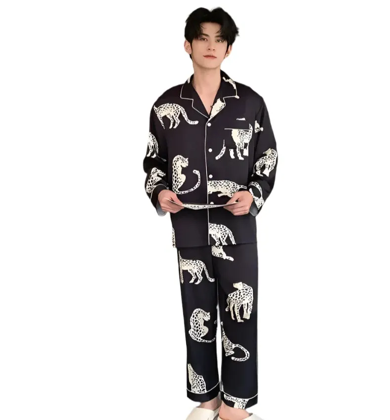 Couples Faux Animal Print Pajamas Set