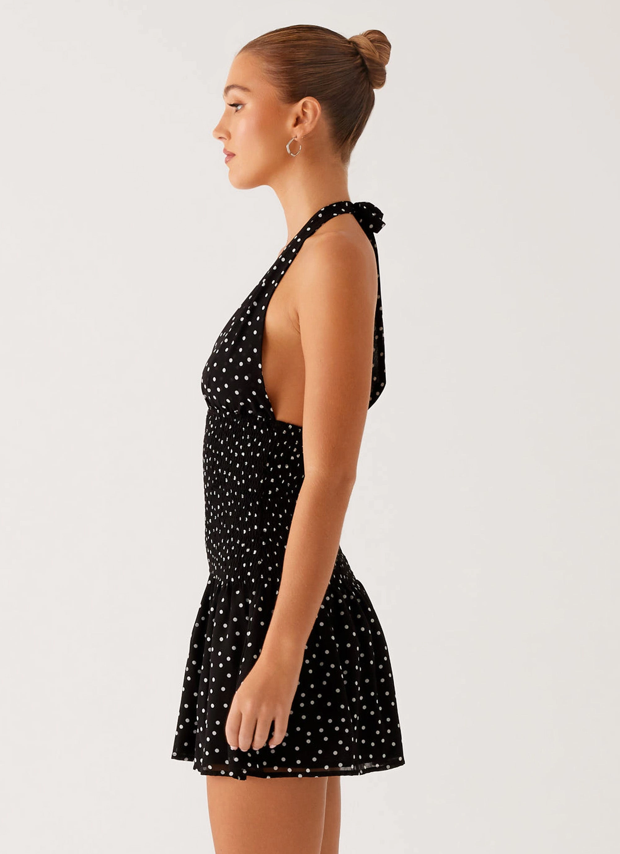 Anti Pilling Treatment Smart Edge Holden Mini Dress - Black Polka Dot