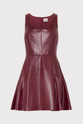 Vegan Leather Mini Dress Neutral Base Fashionable Layer