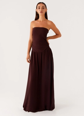 Covia Strapless Maxi Dress - Dark Chocolate Romance Glow Sophisticated Layers