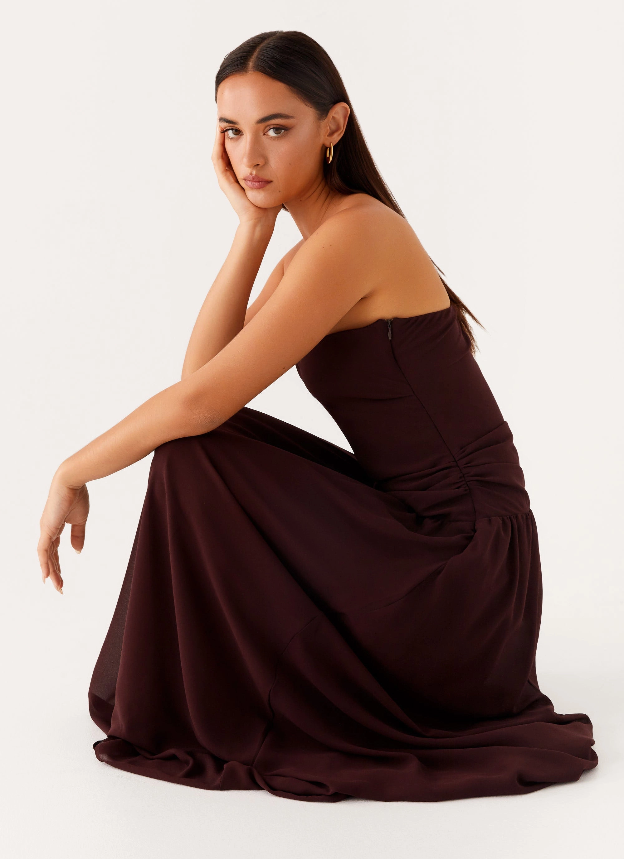 Sister Glow Sleek Volume Covia Strapless Maxi Dress - Dark Chocolate