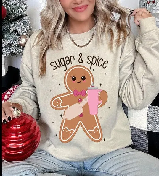 Cozy Sugar & Spice Gingerbread Christmas Holiday Unisex Long Sleeve Top Sweatshirt