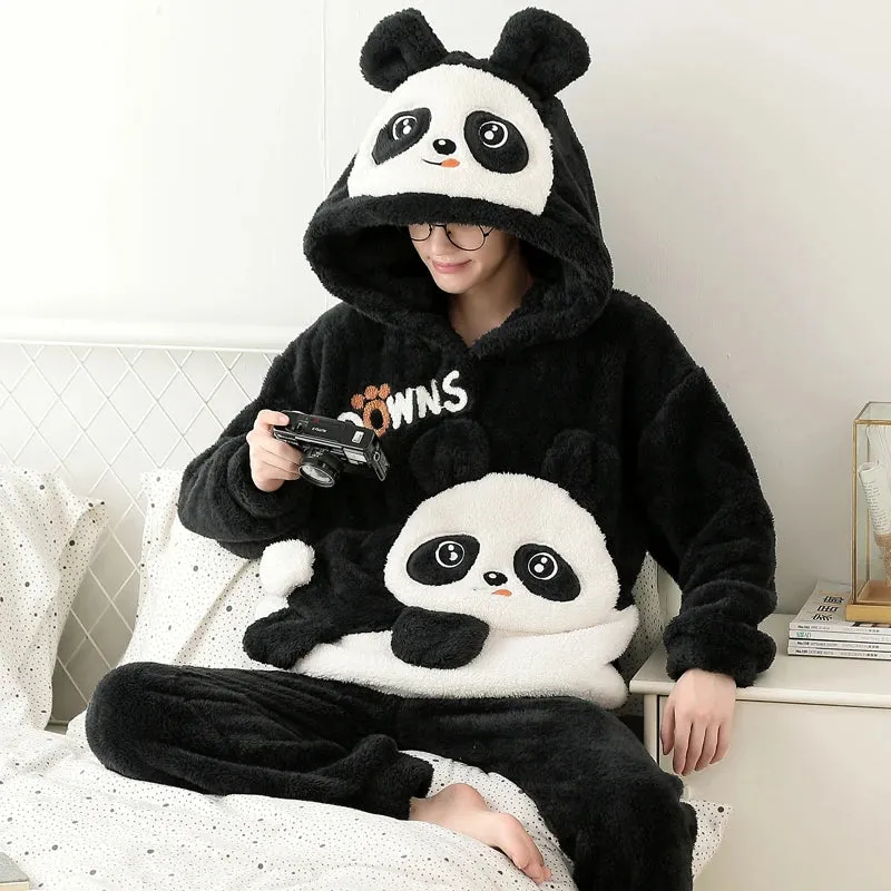 Cozy Winter Family Pajama Set – Thick Flannel Unisex Sleepwear with Tops & Pants for Women and Couples Homewear Suit