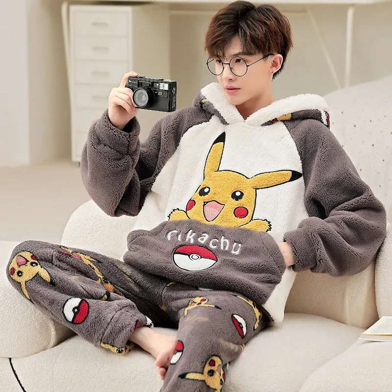 Cozy Winter Family Pajama Set – Thick Flannel Unisex Sleepwear with Tops & Pants for Women and Couples Homewear Suit