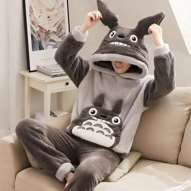 Cozy Winter Family Pajama Set – Thick Flannel Unisex Sleepwear with Tops & Pants for Women and Couples Homewear Suit