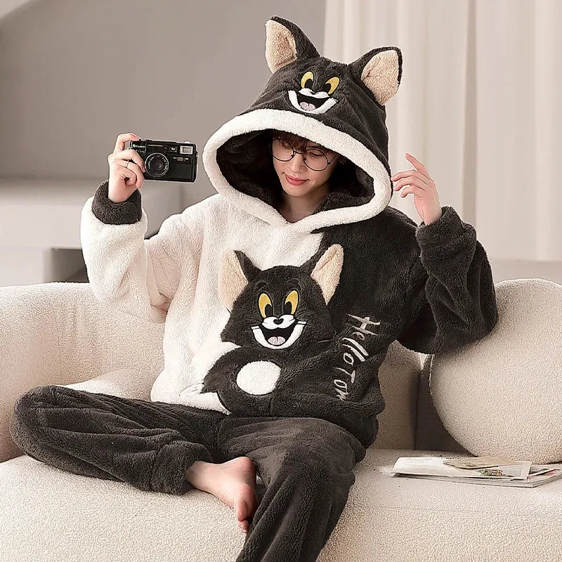 Cozy Winter Family Pajama Set – Thick Flannel Unisex Sleepwear with Tops & Pants for Women and Couples Homewear Suit