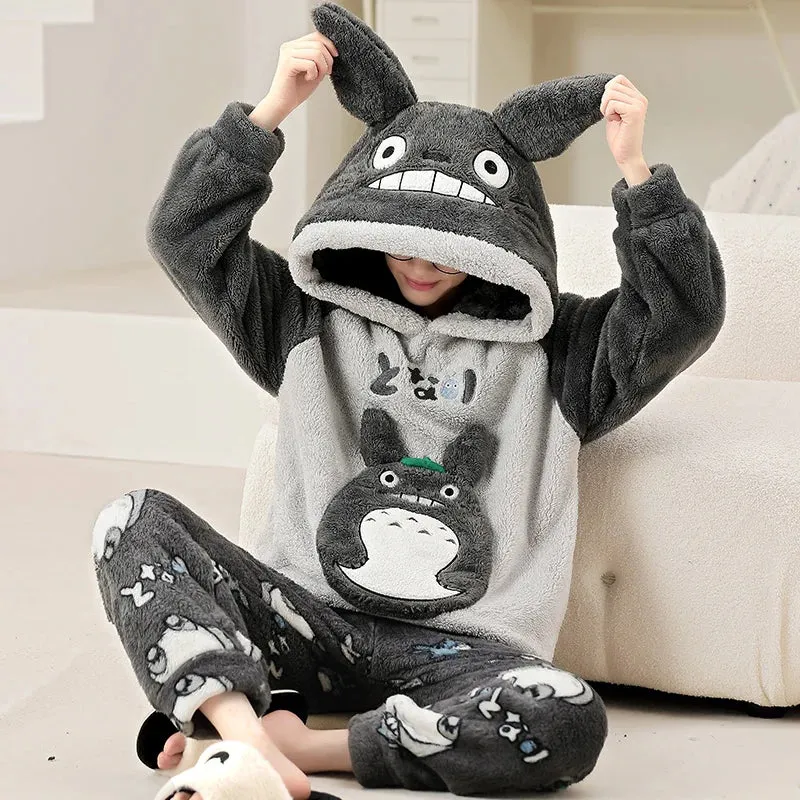 Cozy Winter Family Pajama Set – Thick Flannel Unisex Sleepwear with Tops & Pants for Women and Couples Homewear Suit