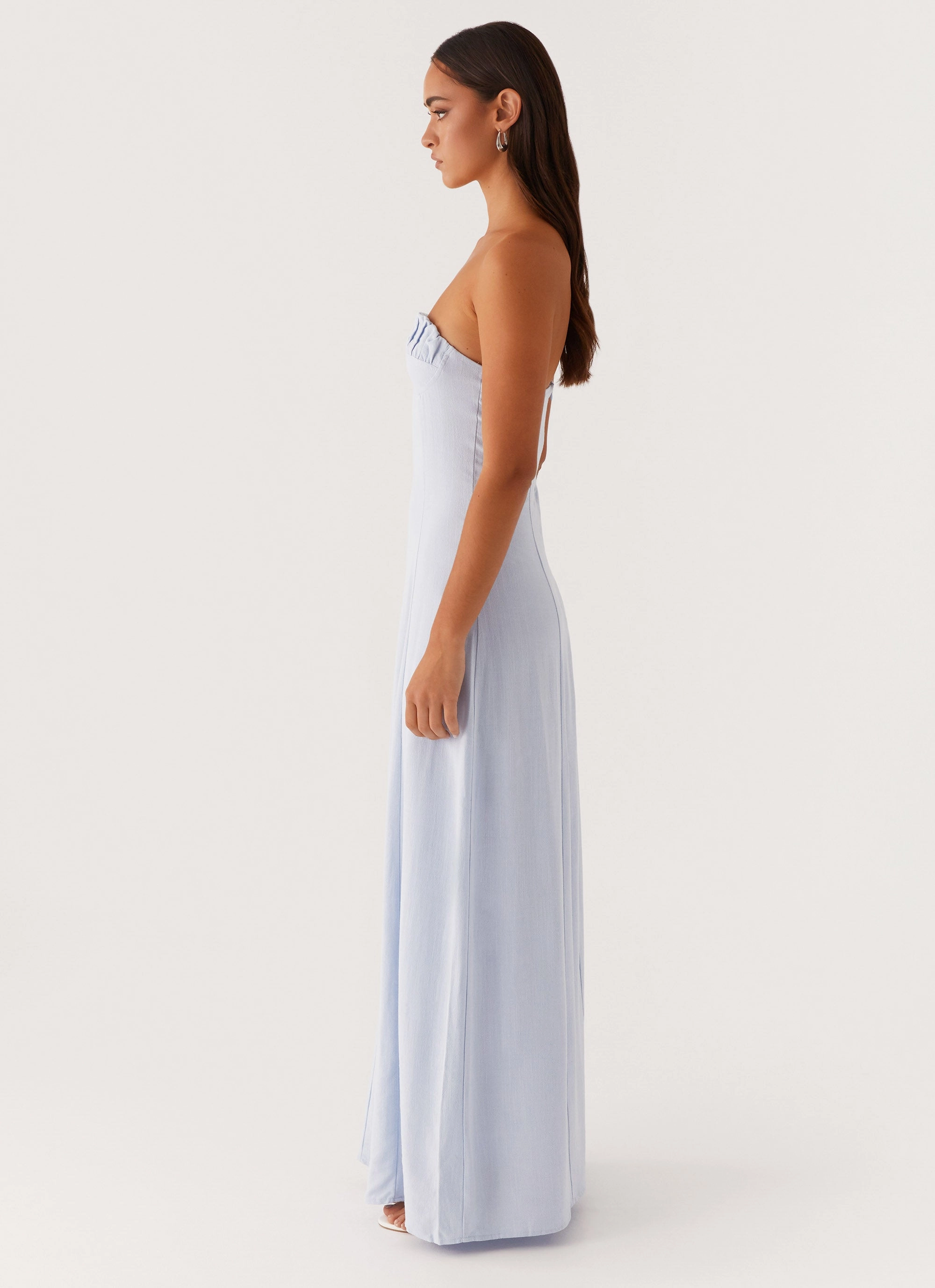 Premium Fabric Tayla Linen Maxi Dress - Blue
