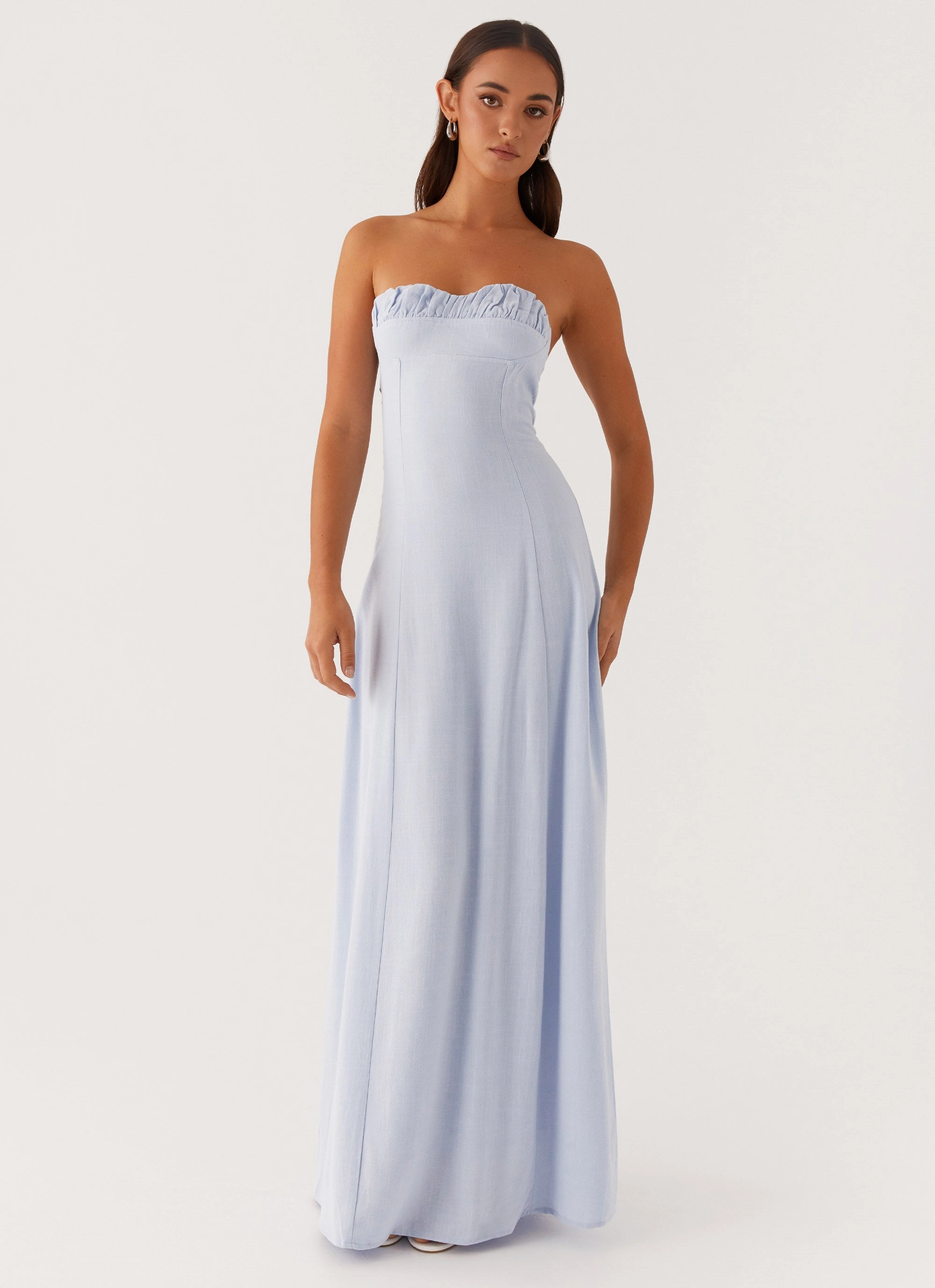Tayla Linen Maxi Dress - Blue Simple Touch